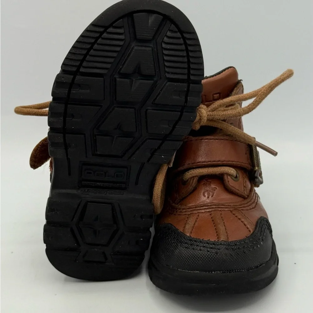 Polo Ralph Lauren Boots Toddler Size 7 Tyrek  II Brandy Leather‎ Buckle **READ**